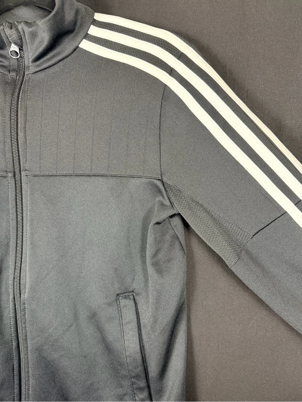 adidas Jacket Boys M Zip up Track Black 3 White Stripes Climacool Breathable